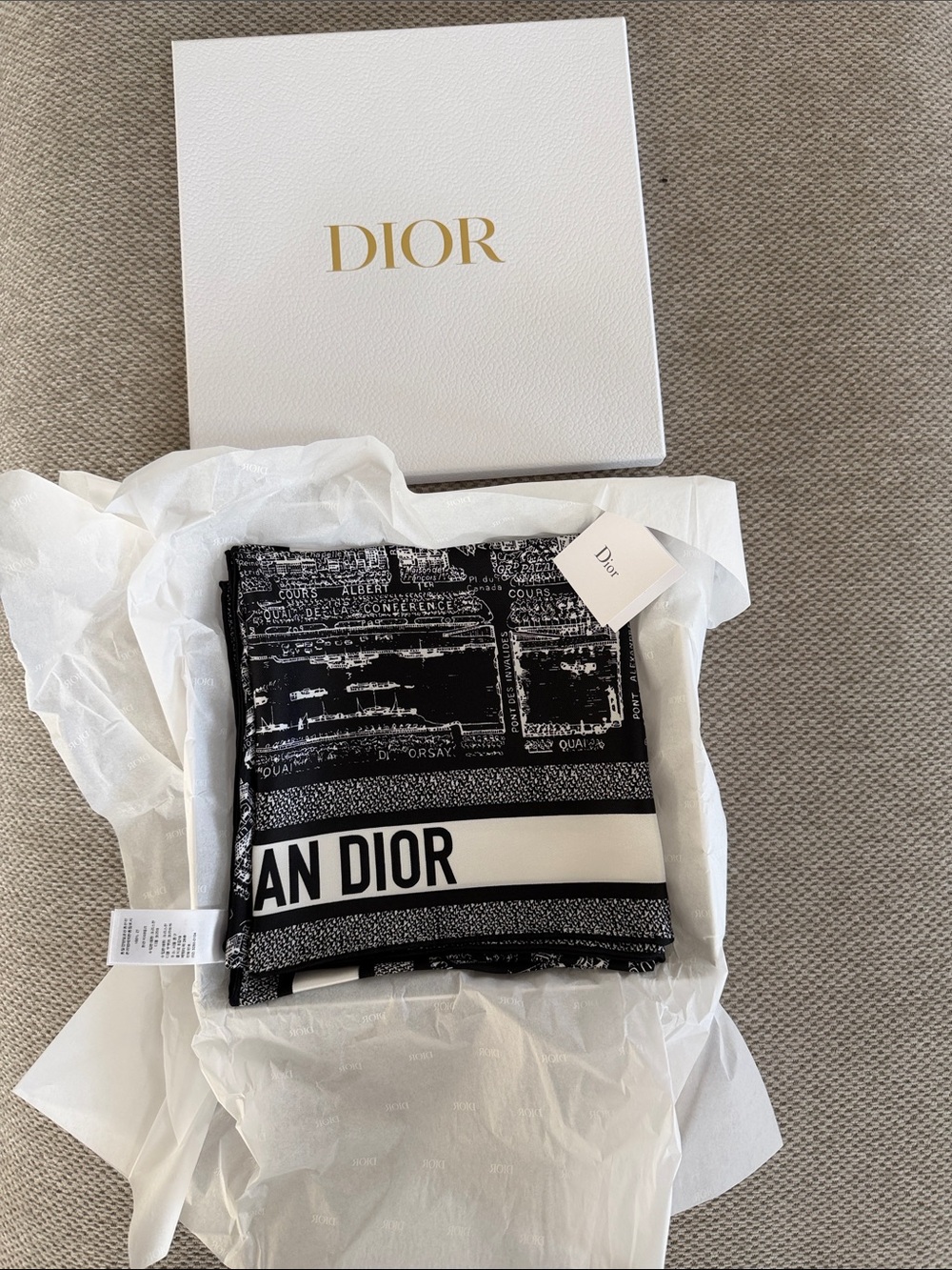 Dior Silk Black and White scarf- NEW - Picture 5 of 5